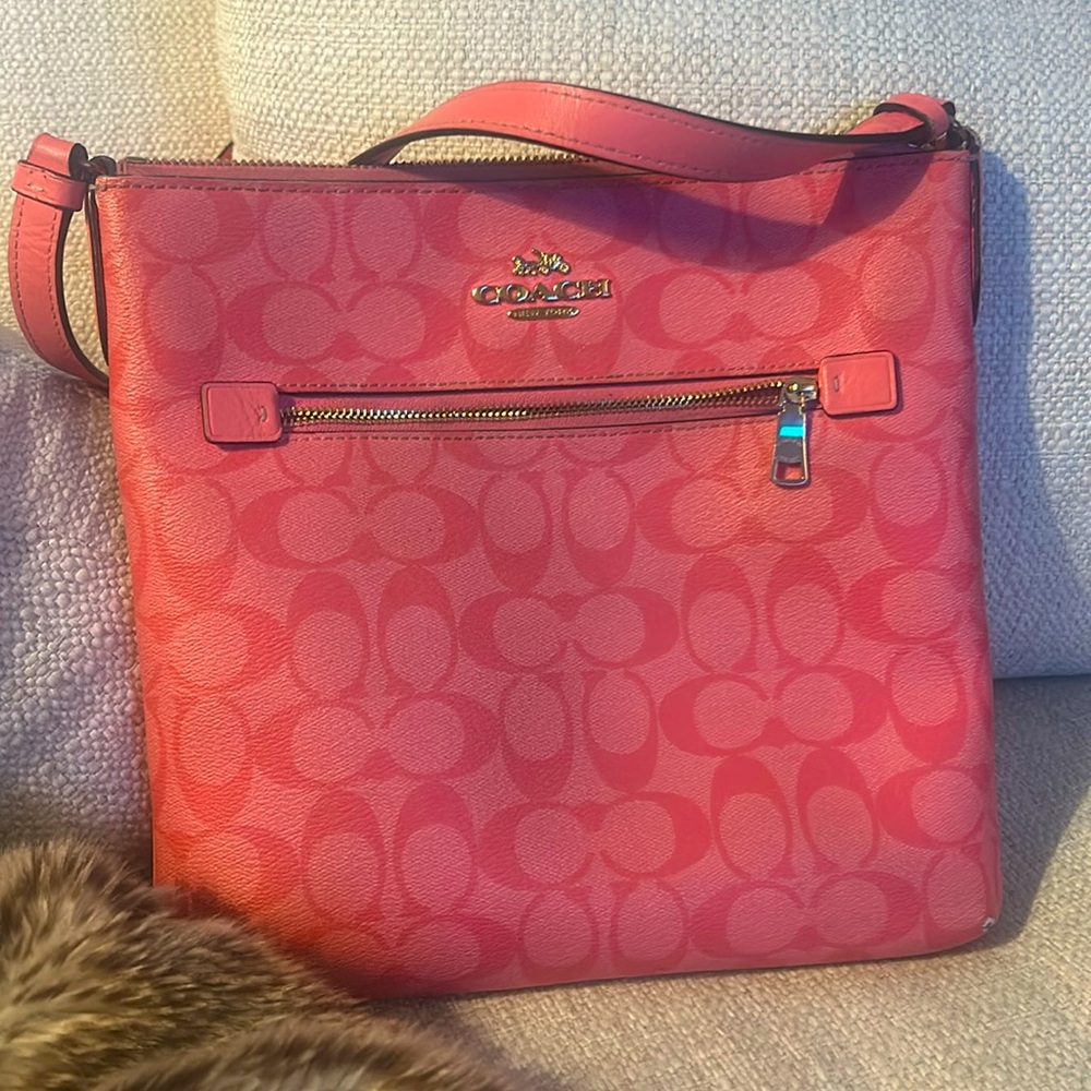 COACH Women’s Rowan File Bag in Pink Lemonade - Signature Coated Canvas C1554